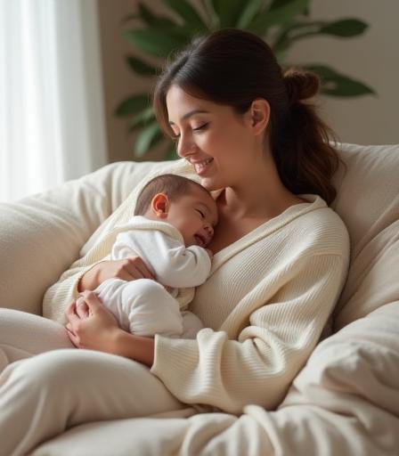 Person wearing comfortable loungewear after childbirth.